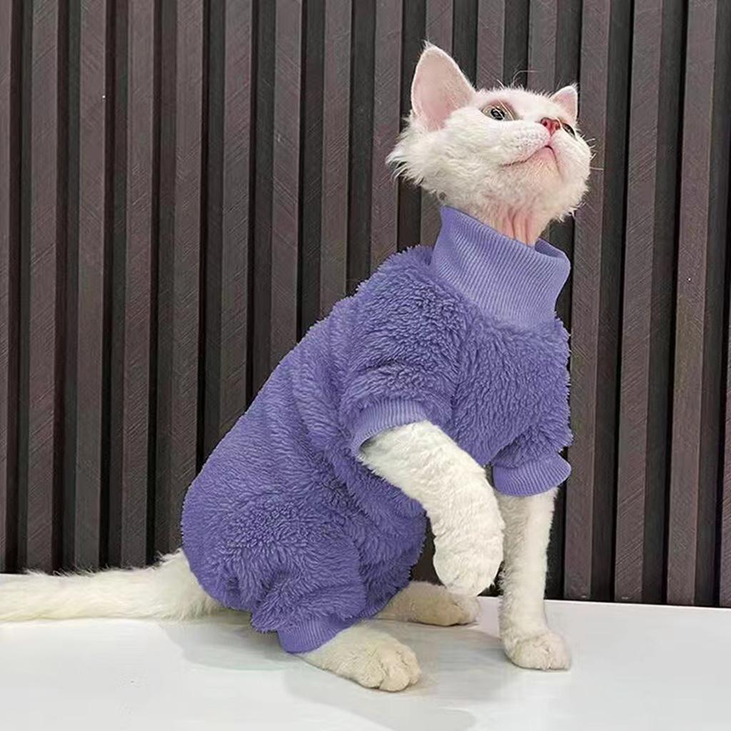 Einfarbiger Katzenpullover für kleine bis große Katzen Winddichter dicker Mantel für Winter Outdoor
