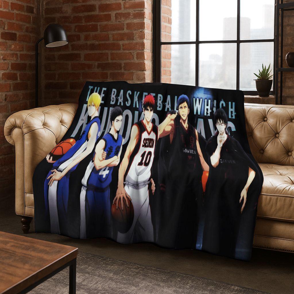 Anime Kuroko's Basketball Cartoon Art Flannel Blanket,Cozy Soft Throw Blanket for Home Bedroom Bed Sofa Picnic Cover Gift Kids