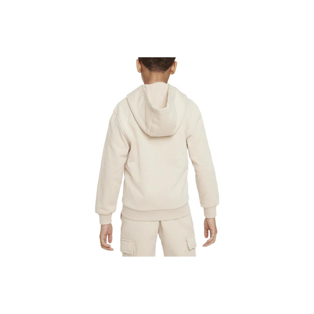 Nike Solid Color Logo Hooded Long Sleeve Jacket Kids jackets Beige FD3017-126