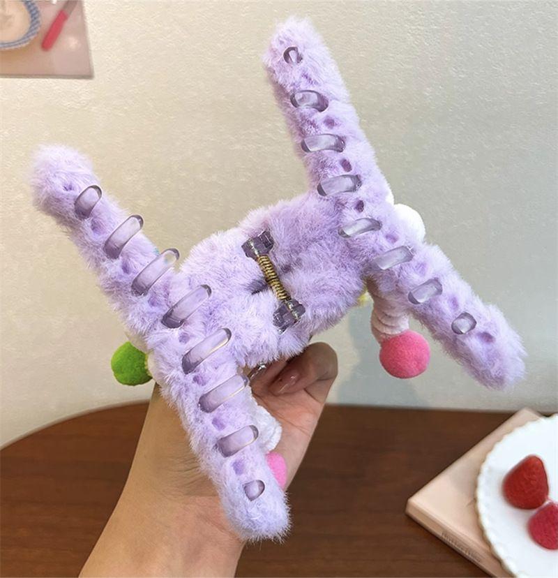 Mädchen Regenbogen Twist Stick Große Augen Plüsch Greifspange Hinterkopf Haiklammer Scheibe Haar Lustig Hässlich Süß Haarschmuck