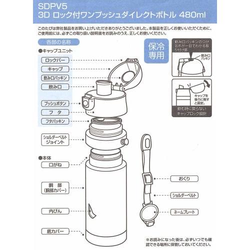 Skater Children's Stainless Steel Water Bottle, Direct Drinking, 480ml, Sumikko Gurashi, Child-Friendly, Lightweight Type, Girls, Cold Storage Only, 3