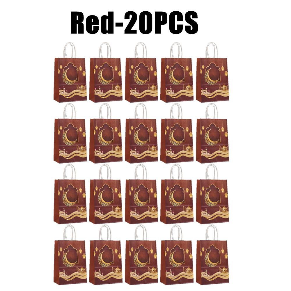 Ramadan Kraft Paper Gift Bags for Cookies Bulk Eid Mubarak Party Decor Islamic Favor Bags with Karim Design Festival Supplies