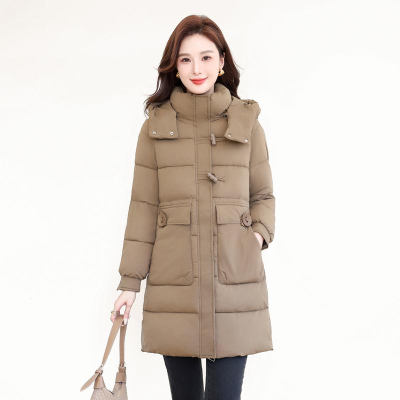 Noworoczna Kurtka Puchowa Damska Średniej Długości Zimowa Pogrubiona Biały Puch Kaczy Wszechstronna Ciepła Kurtka