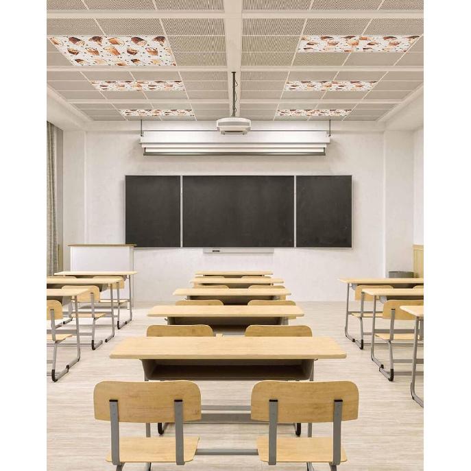 Coffee Themed Fluorescent Light Covers for Ceiling Lights 4x2 feet,4 Pack Magnetic Light Filters for Classroom,Coffee Beans Cappuccino Rustic