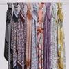 110Cm Printed Square Scarf for Woman Cotton Linen Feel Muslim Hijabs Shawls Soft Wraps Lady Neckerchief Female Handkerchief