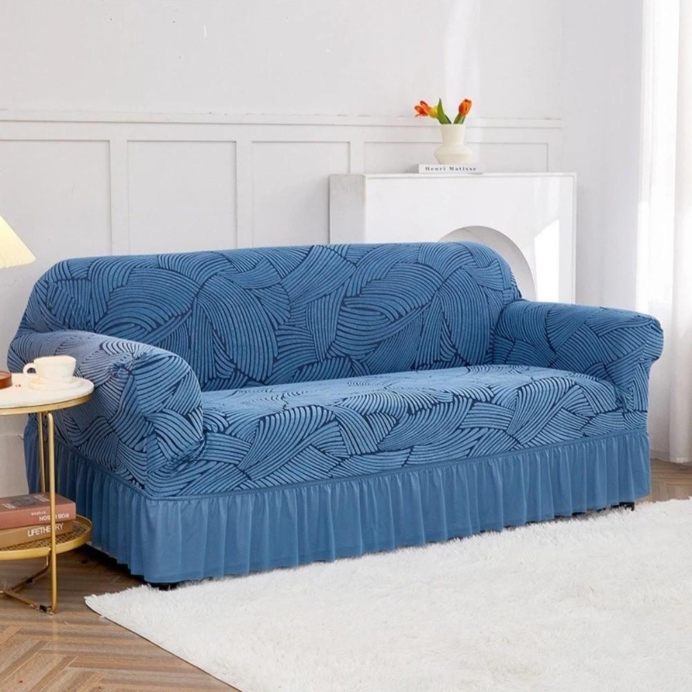 Jacquard Design Sofa Cover Removable Skirted Design Sofa Protector Elastic Edge Stretch Fabric Sofa Slipcover Home Decor