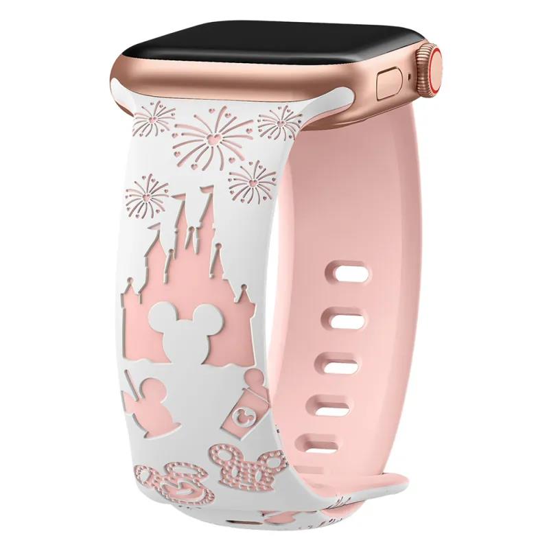 

Гравированные цветочные ремешки для ремешка Apple Watch 44 мм 49 мм 45 мм 41 мм 40 мм 38 мм correa Браслет iWatch Series ultra 2 9/8/7/6/3/SE/10 46 42 44 45 49mm