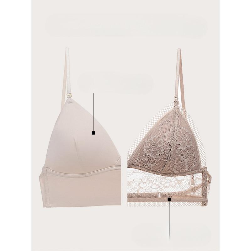 U-shaped Back Underwear Lace Hollow Triangular Cup Underwear Deep V Gathering Bra Sexy Sweet Thin Breathable Women's Bra