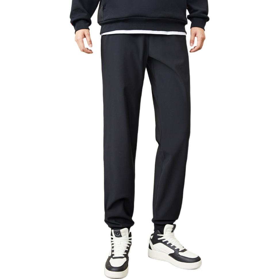 Anta Logo Print Elastic Waist Thickened Cuff Sweatpants Men Bottoms Black 152241308-1