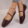 Lightweight Plus Size Flats Autumn New Square Toe Shallow Mouth Soft Leather Soft Sole Non-slip Low-top Single Shoes
