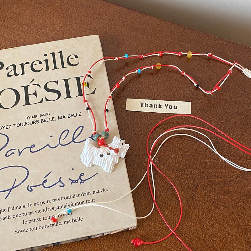 Dopamine Color Flower Love Necklace Summer Small Fresh Long Collarbone Chain Holiday Sweet Girl Heart Necklace