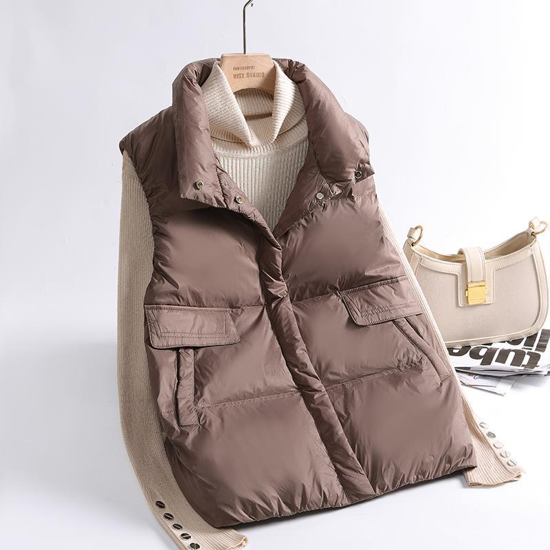 2024 New Bag Cover Down Vest Women's Winter White Duck Down Outer Wear Korean Version Loose Vest Vest Vest Vest Outer Wear