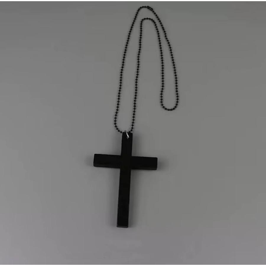 Trendy Cool Punk Gothic Wood Cross Pendant nNecklace for Women Men Vintage Black Hip Hop Y2k Necklace Party Jewelry Gift