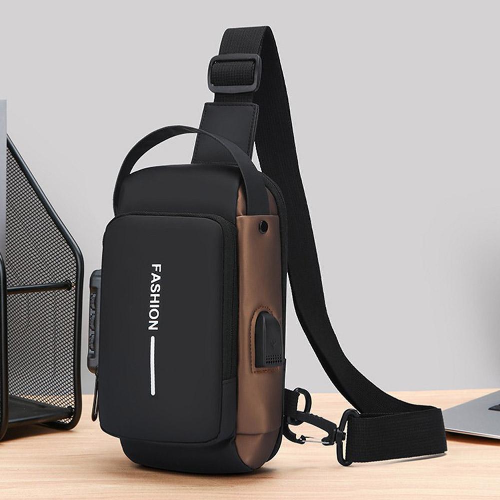 Fashion Business Men's Crossbody Bag Anti Theft Chest Bag Shoulder Bags USB Charging Travel Shoulder Bag for Man
