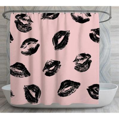 Pink & Black Lips Shower Curtain - Cool Aesthetic Bathroom Decor, Bold Design for Pink Bathroom Theme