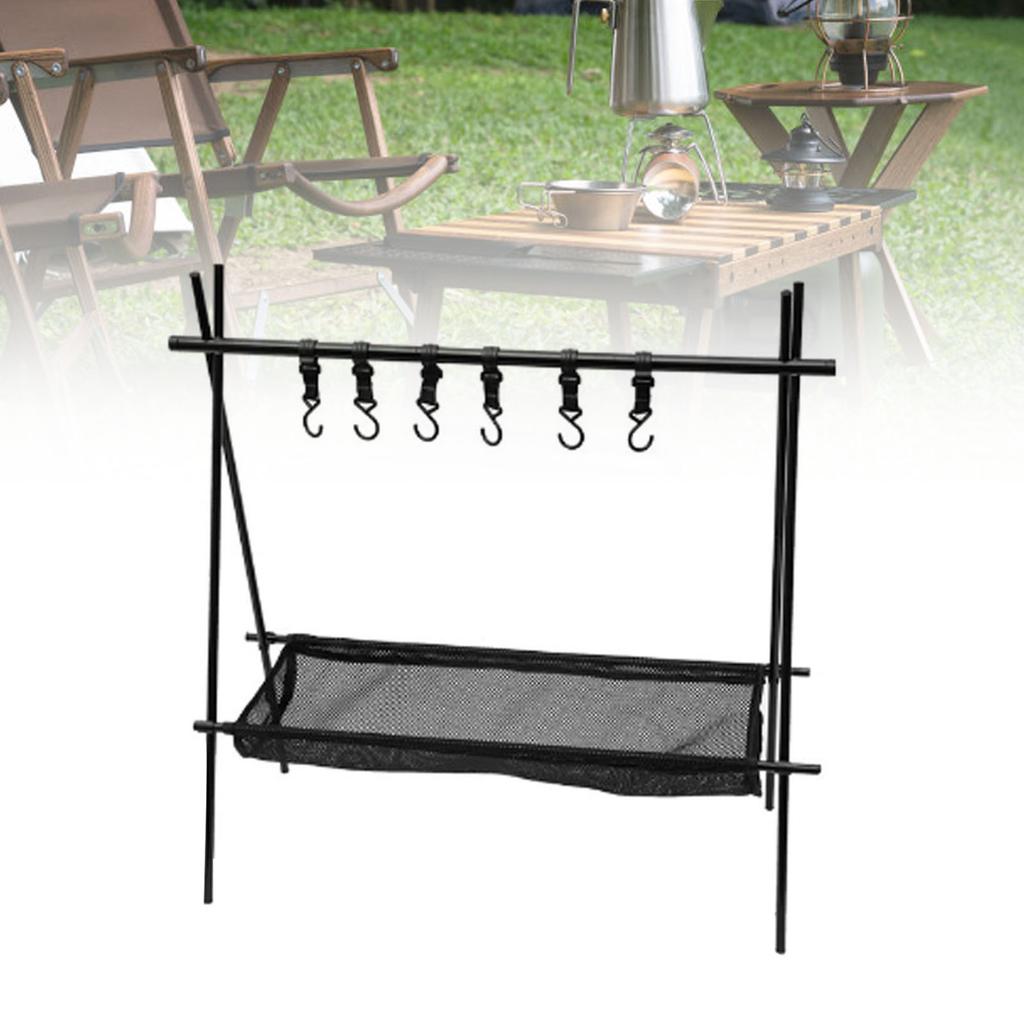 Camping Kochgeschirr Hängegestell mit Netz und Haken Zusammenklappbar Platzsparend Camping Werkzeuge Hängeorganizer für Outdoor