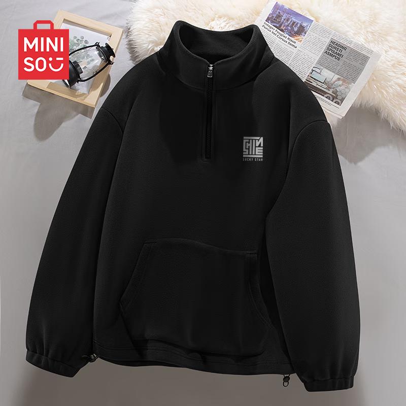MINISO Men's Fleece Lined Half-Zip Pullover Sweatshirt