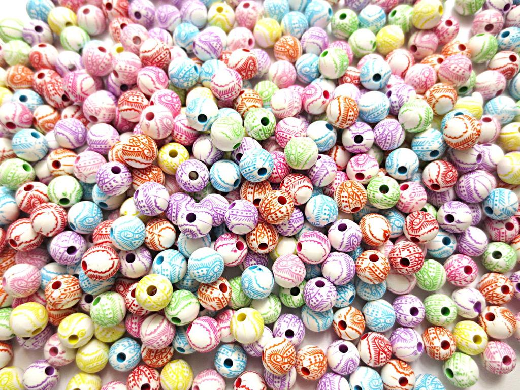 500 Pieces Virgin Mary Pattern Acrylic Ball Beads 8mm Mixed Assortment Huey Handicraft Materials H1414S46
