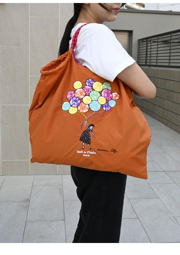 Ball Chain Authentic Large Balloon Marianne Battle Shopping Bag Eco Bag 363102 [Ball & Chain] & M.B (M.B Balloon, ORANGE)