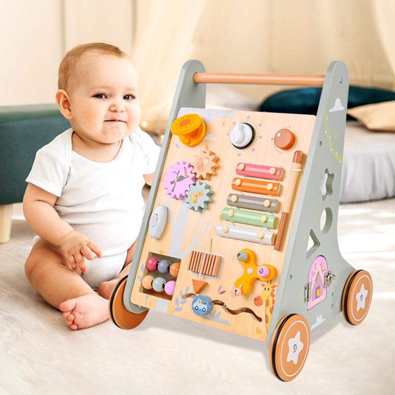 Multifunctional Wooden Baby Walker and Educational Toddler Push Toy Gift