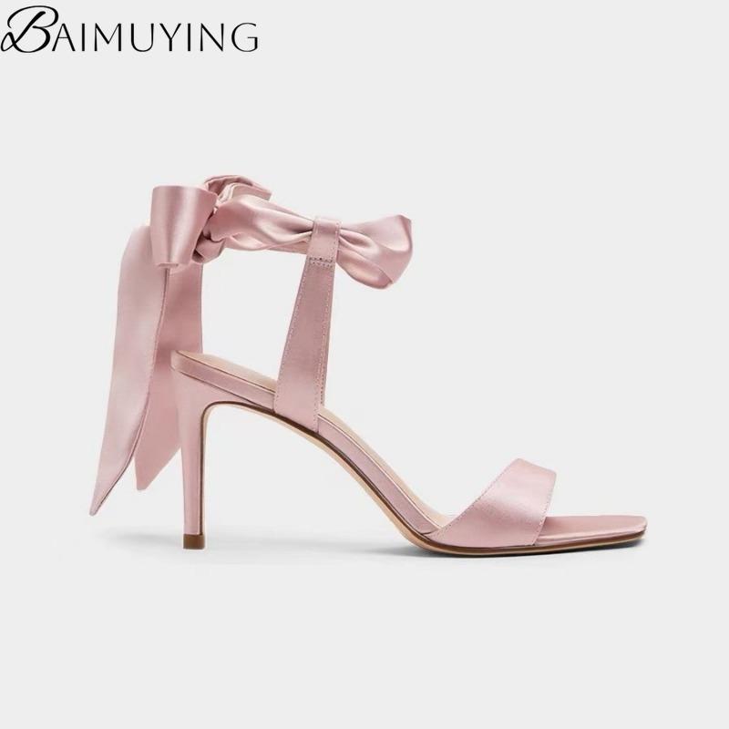 Fashion Bow Women Heeled Sandals High Heels Marie Janes Shoes Woman Slippers 2025 New Elegant Party Pumps Trend Dress Sandalias De Mujer