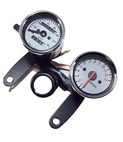 

CustomDivine Электрический тахометр и механический спидометр 60 мм с кронштейнами Запчасти для мотоциклов Monkey Gorilla и т.д.. Универсальный 12В B