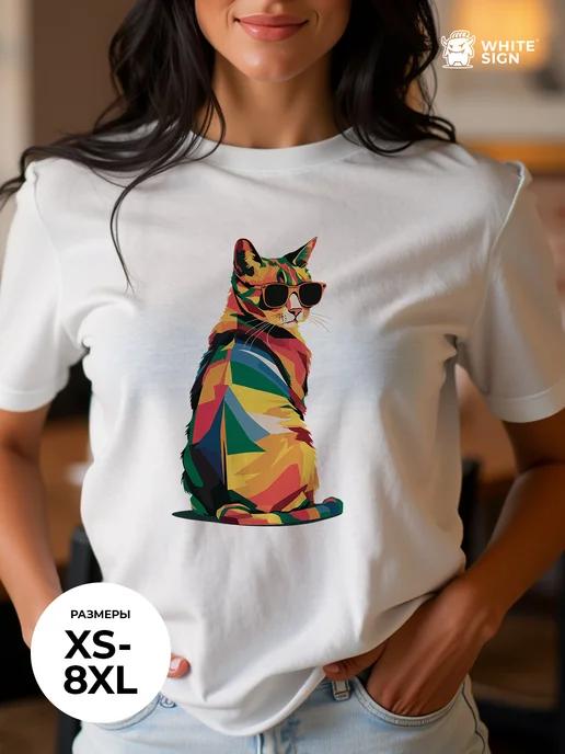 Oversized youth T-shirt with Art Cat print L