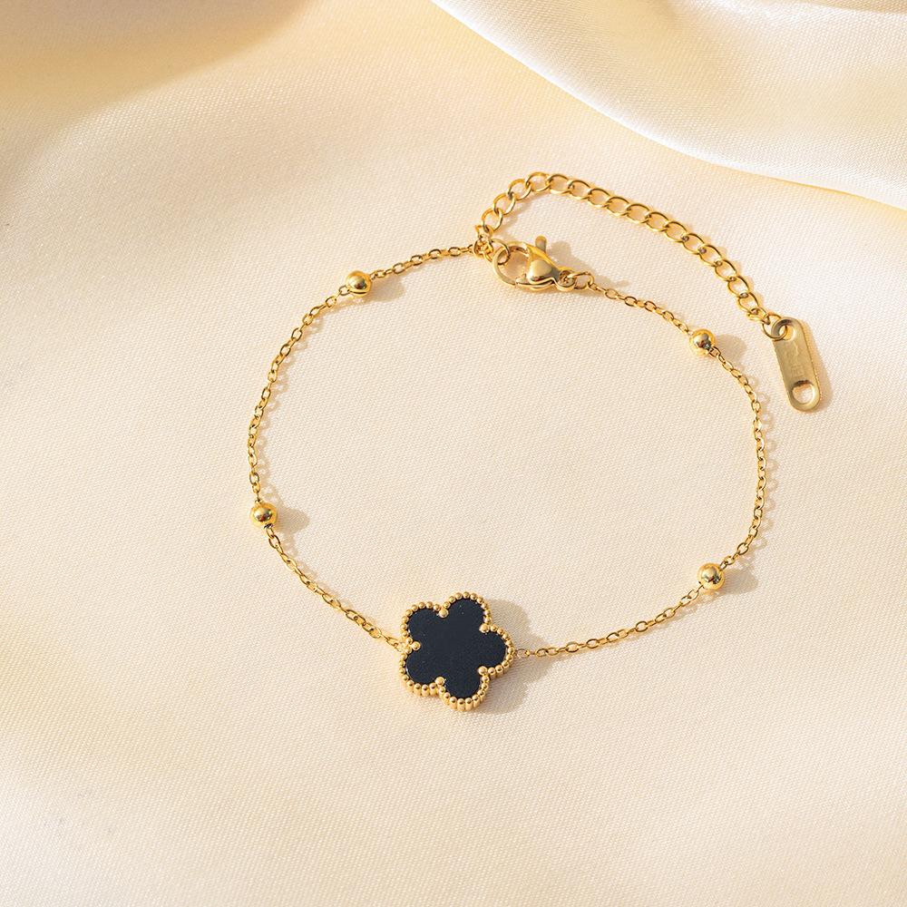 Popular Five-leaf Clover Bracelet Women's Single Flower Fritillary Bracelet Non-fading Simple and Versatile Jewelry
