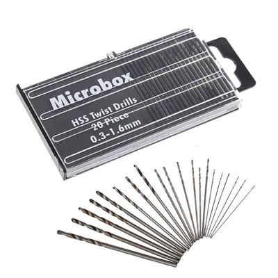 20pcs/set 0.3mm-1.6mm Mini High Speed Steel Twist Drill Bit Set Micro HSS Drill Bit Set with Case