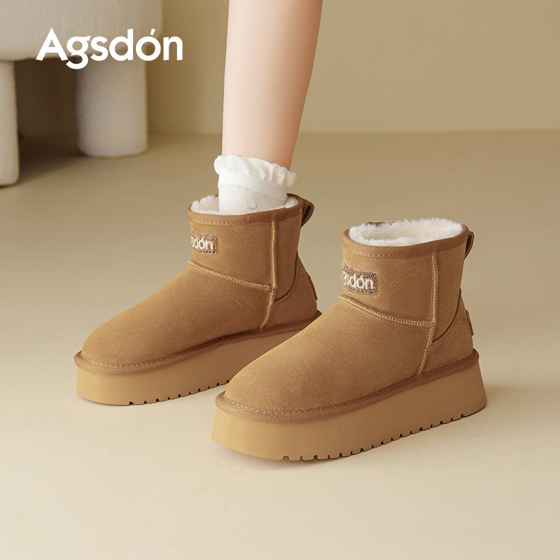 Augustus Snow Boots Women's 2025 New Autumn and Winter Thick-soled Piled Thickened Cotton Shoes Wear Bread Short Boots