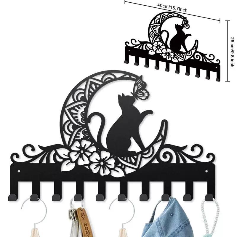 Metal Letter Key Storage Hook Rack - Decorative Wall-Mounted Silhouette for Bedroom