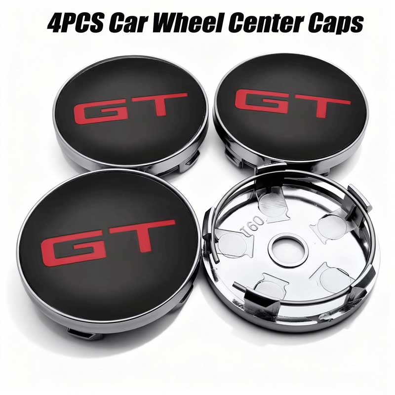 VKDF5 4Pcs 56mm 60mm GT Emblem Car Wheel Center Hub Caps Badge Rim Cover Sticker For Peugeot Kia GT Ceed Rio Sportage Picanto