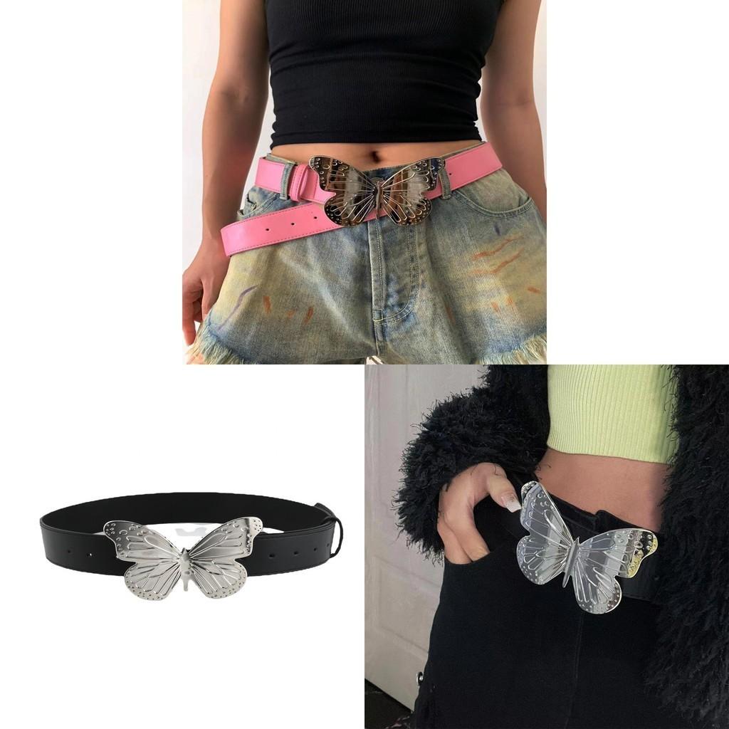 2023 Spring Season European And American Women's Belt Retro Pink Waistband With Alloy Butterfly Buckle
