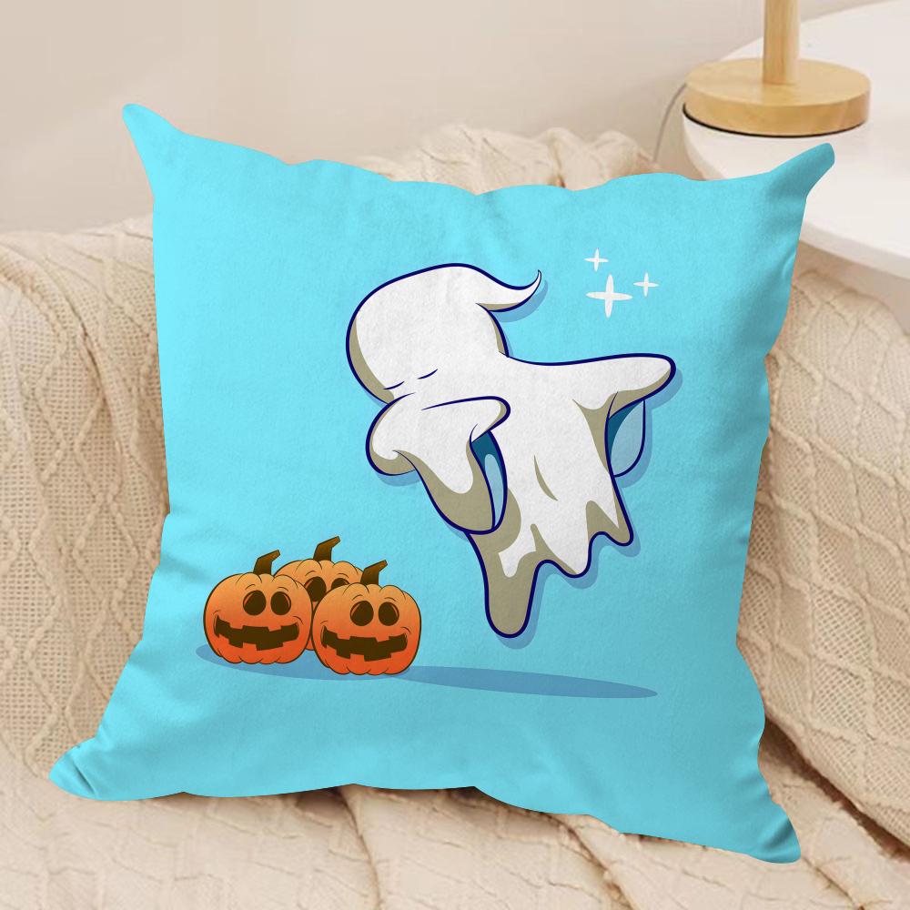 Halloween Spooky Ghost Cushion Cover Soft Plush Throw Pillow Cover  DoubleSided Printed Cushion Case  Cozy Sofa  Home Decor