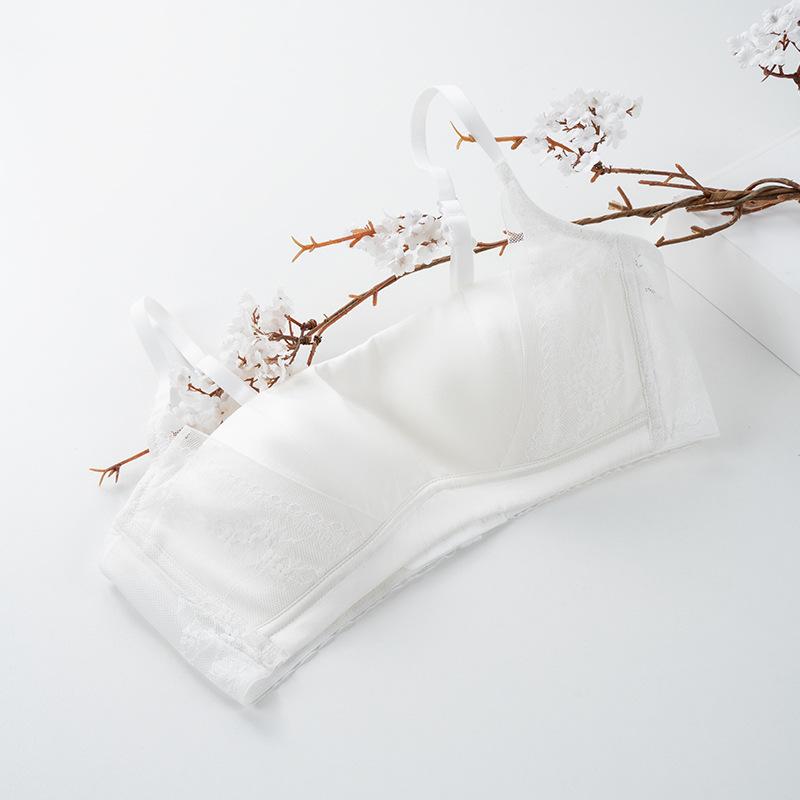 Silk Elastic Satin One-word Tube Top Closed Breast Bra, Mulberry Silk National Style Sexy Lace Ultra-thin Underwear