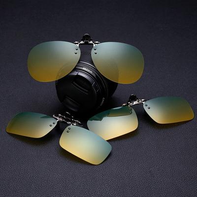 Non-polarized Vintage Clip On Flip Up Sunglasses Women Men Clip Use Day and Night Glasses Driving Fishing Outdoor Sports Sun Glasses