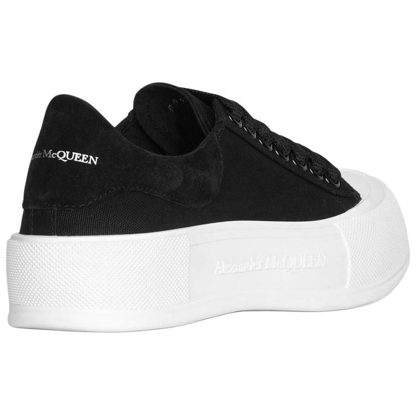 (WMNS) Alexander McQueen Deck Lace Up Plimsoll 'Black White Sole' Women's 654593W4PQ11070