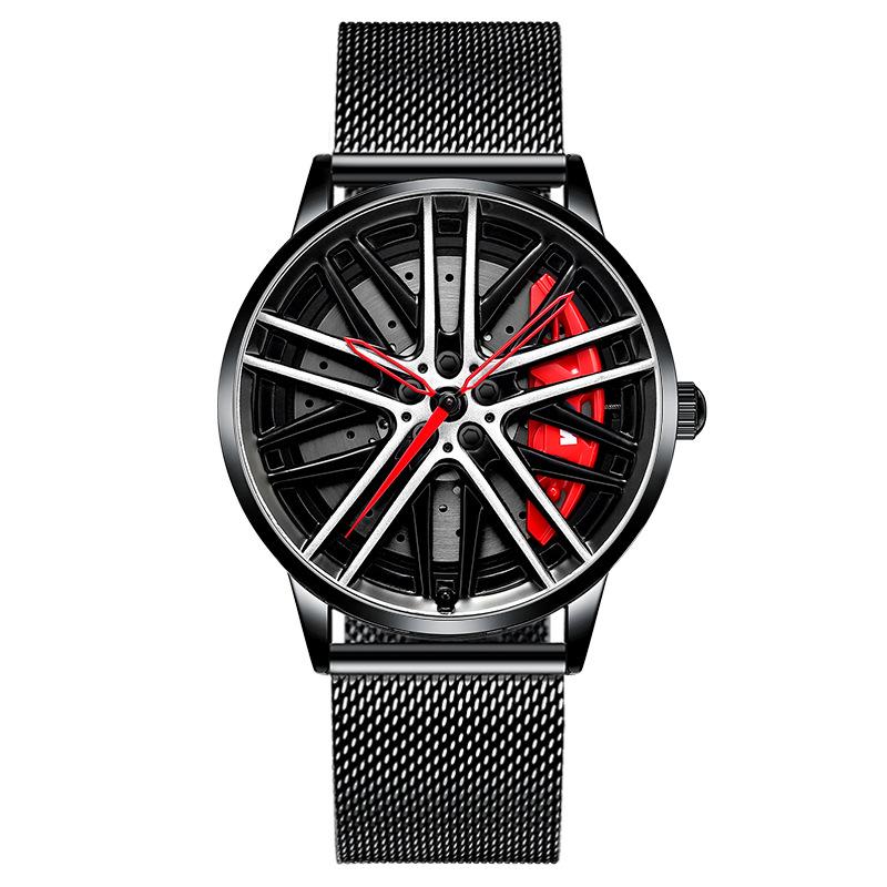 SVJ Genuine Car Wheel Hub Men's Watch Three-dimensional Brake Hollow Personality Dial Sports Car Modified Black Technology Waterproof