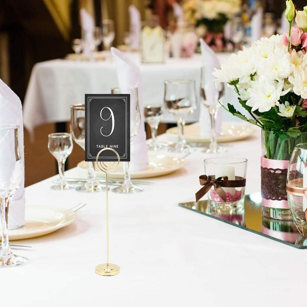2Pcs Table Number Holder 200mm Round Metal Stdy Semicircle Convex Design Electroplating Technology Photo Holder