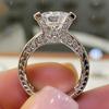 New Luxury Copper Color Round Zirconia Crystal Women Wedding Rings Brilliant Marriage Ceremony Bridal  Statement Zircon