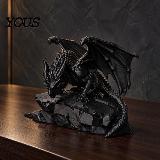 Dark Fantasy Room Ornament 3D Printed Rock Dragon Statue, Figurine, Gothic Desktop Home Decor for Bookshelf Decor, Collectible Ornament, Gift