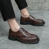 Fashion British Style Brown Men's Leather Casual Shoes Interview Business Formal Shoes Anti Slip Lace Up Men's Banquet Wedding Shoes