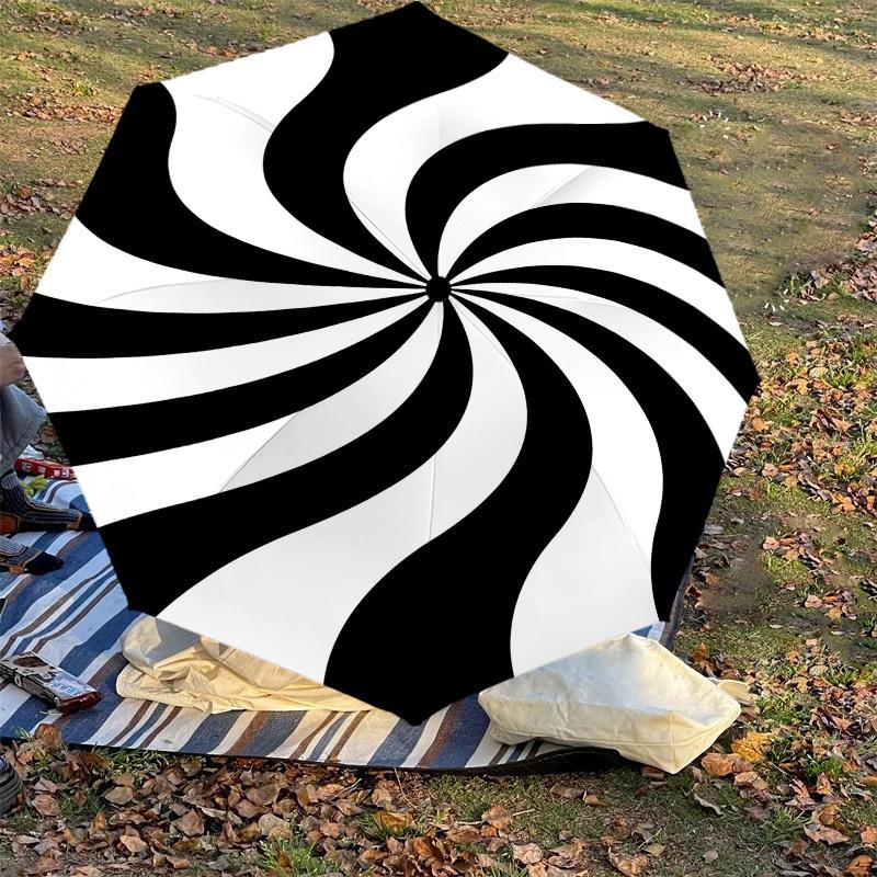 1pc swirl pattern Automatic Open/Close Umbrella with Windproof, 8-Rib Sturdy Canopy, Durable Ribs, Fashionable Design1240A