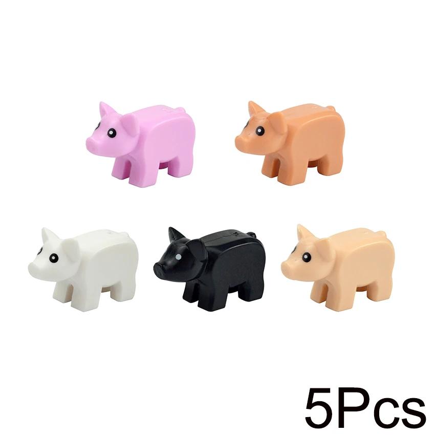 MOC Animals Model Set Bricks Cute Swan Duck Dog Pig Bird Squirrel Figures Building Blocks Zoo Toys Accessories for Kid Gifts