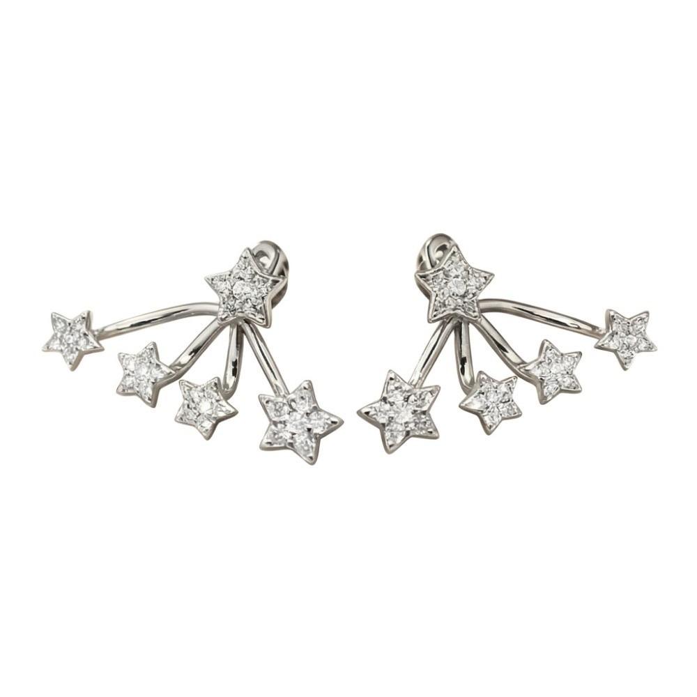 Elegant Sparkling Studs Light Luxury Zircon Earrings Women Star Crystal Earrings  Gifts Star Silver