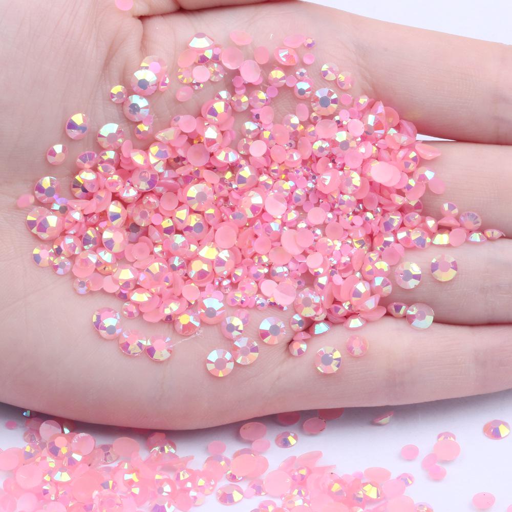 Multi-Color AB Jelly Resin Rhinestones, 2-6mm, 1000 Pcs, Flat Back for Nail Art