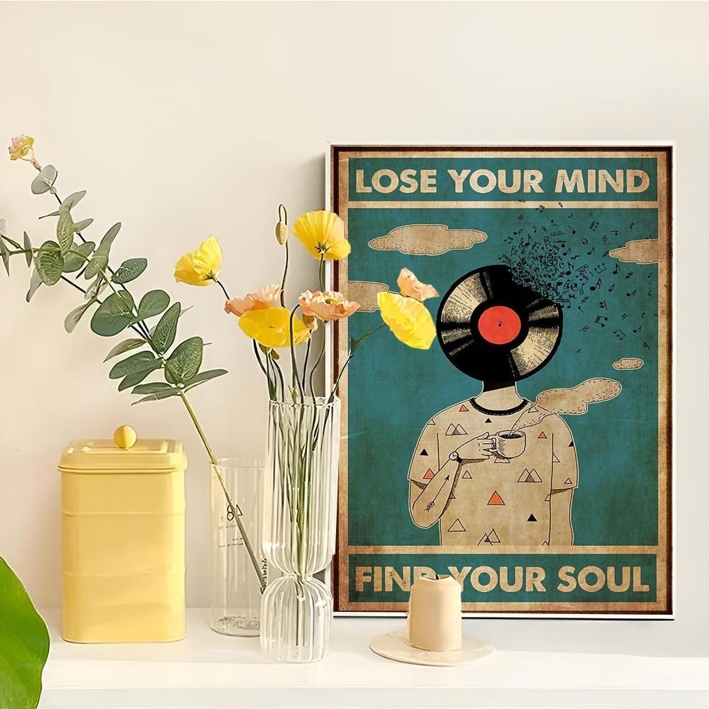 1 Stück „Verliere deinen Verstand, finde deine Seele“, Blume, Frau, Mina, Mädchen, Poster, selbstklebende Kunst, wasserdichtes Papier, Aufkleber, Wanddekoration