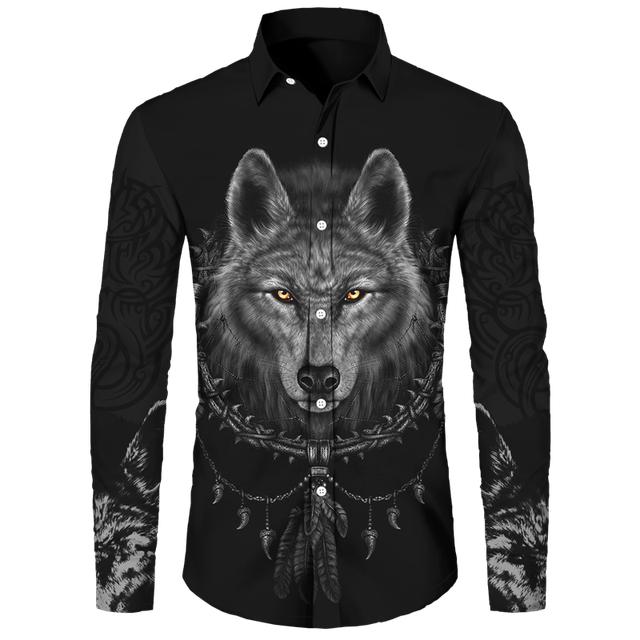 

Мужские рубашки с 3D принтом Cool Wolf, повседневные топы с отложным воротником и длинными рукавами в стиле хип-хоп на пуговицах, мужские/женские клубные вечерние уличные кардиганы S