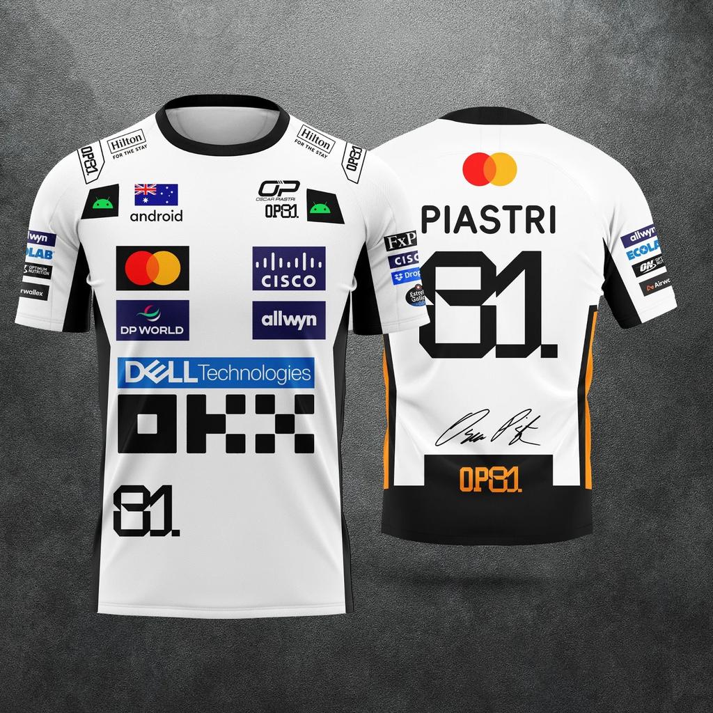 Camisetas de Carreras para Hombre y Mujer - Piloto #1 Lando Norris y Piloto #81 Piastri Tops para Fans Deportivos Casual de Manga Corta