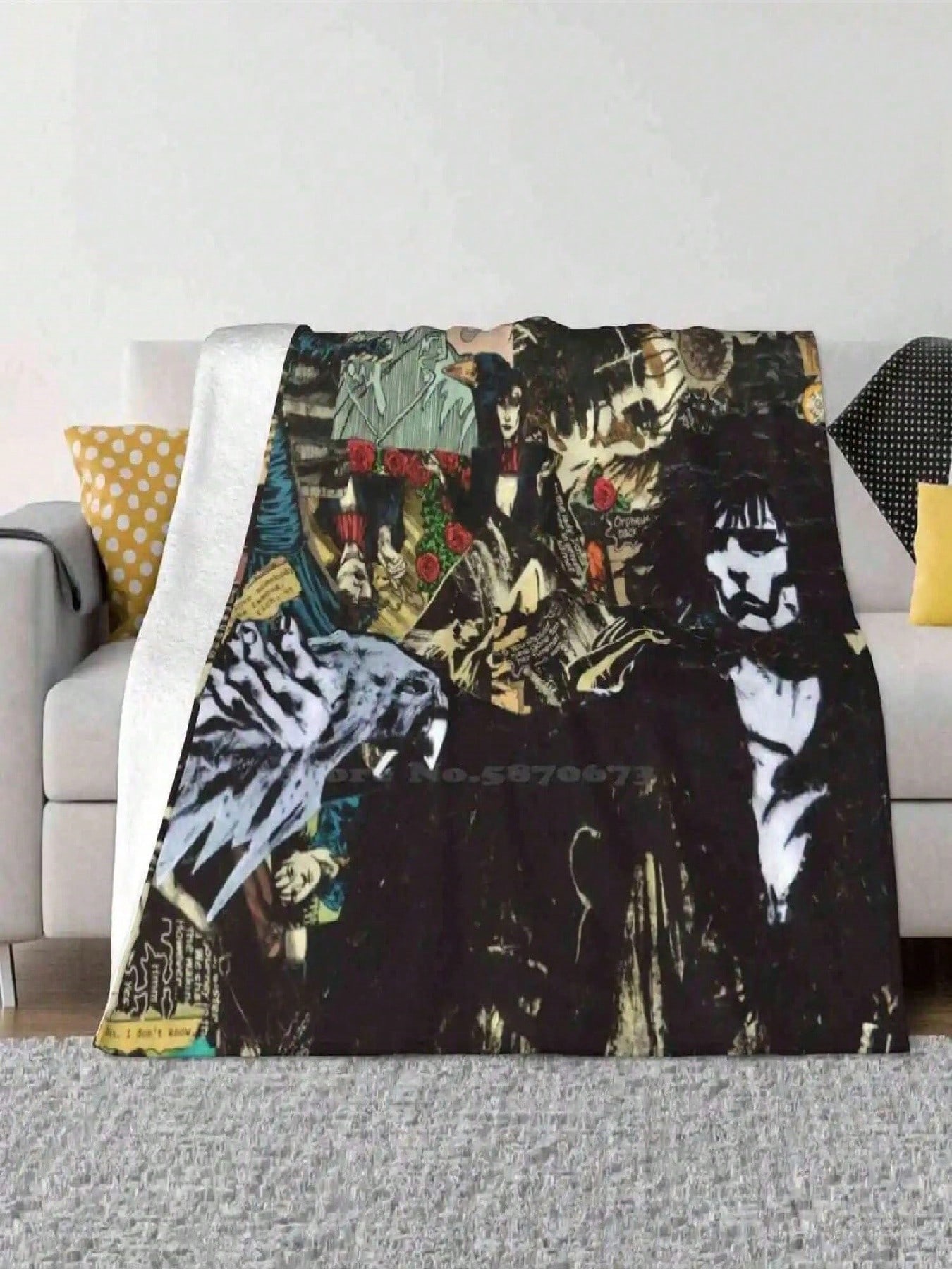 Песочный человек Коллаж Теплые Мягкие Одеяла на Диван-кровать Путешествия Нил Гейман Песочный человек Смерть Морфей Vertigo Комиксы Песочный Человек 75X95CM